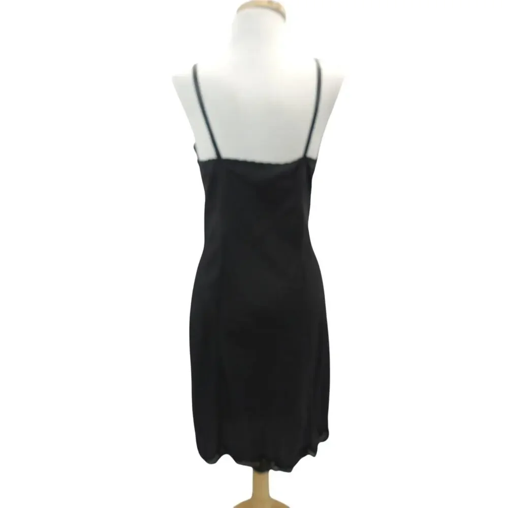 Vintage 1950'S Black Rayon & Lace Full Slip